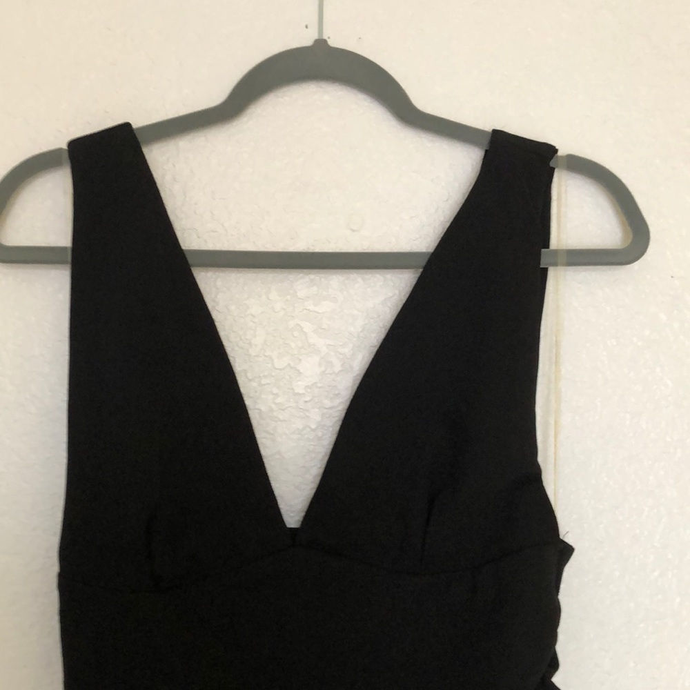 Sexy V neck black dress